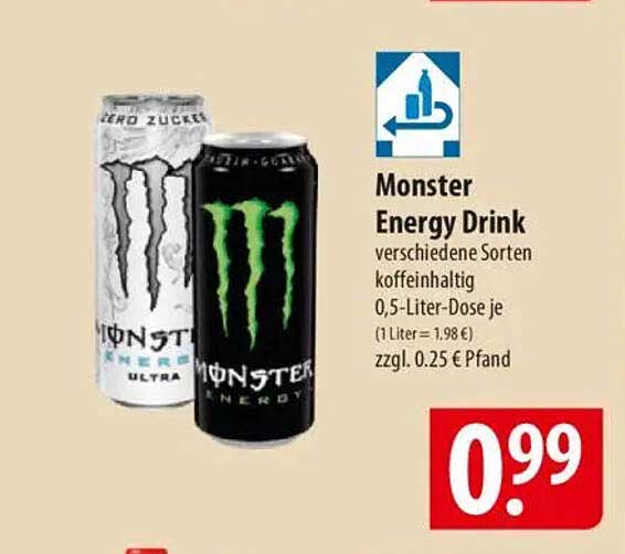 Monster Energy Drink 0,5-Liter-Dose für nur 0,99 €