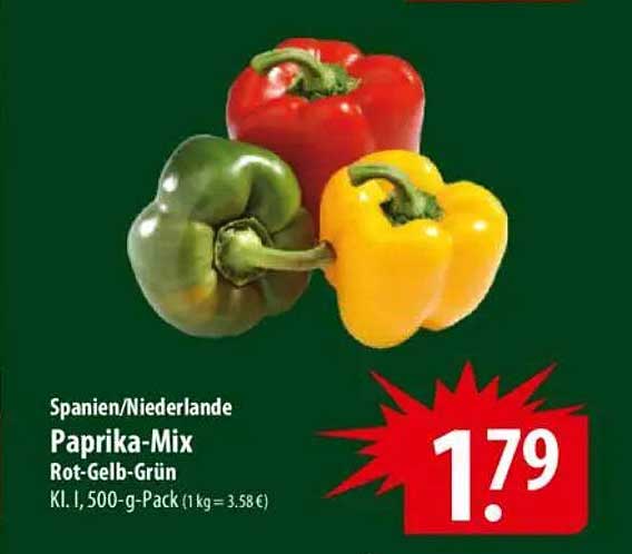 Paprika-Mix Rot-Gelb-Grün 500 g