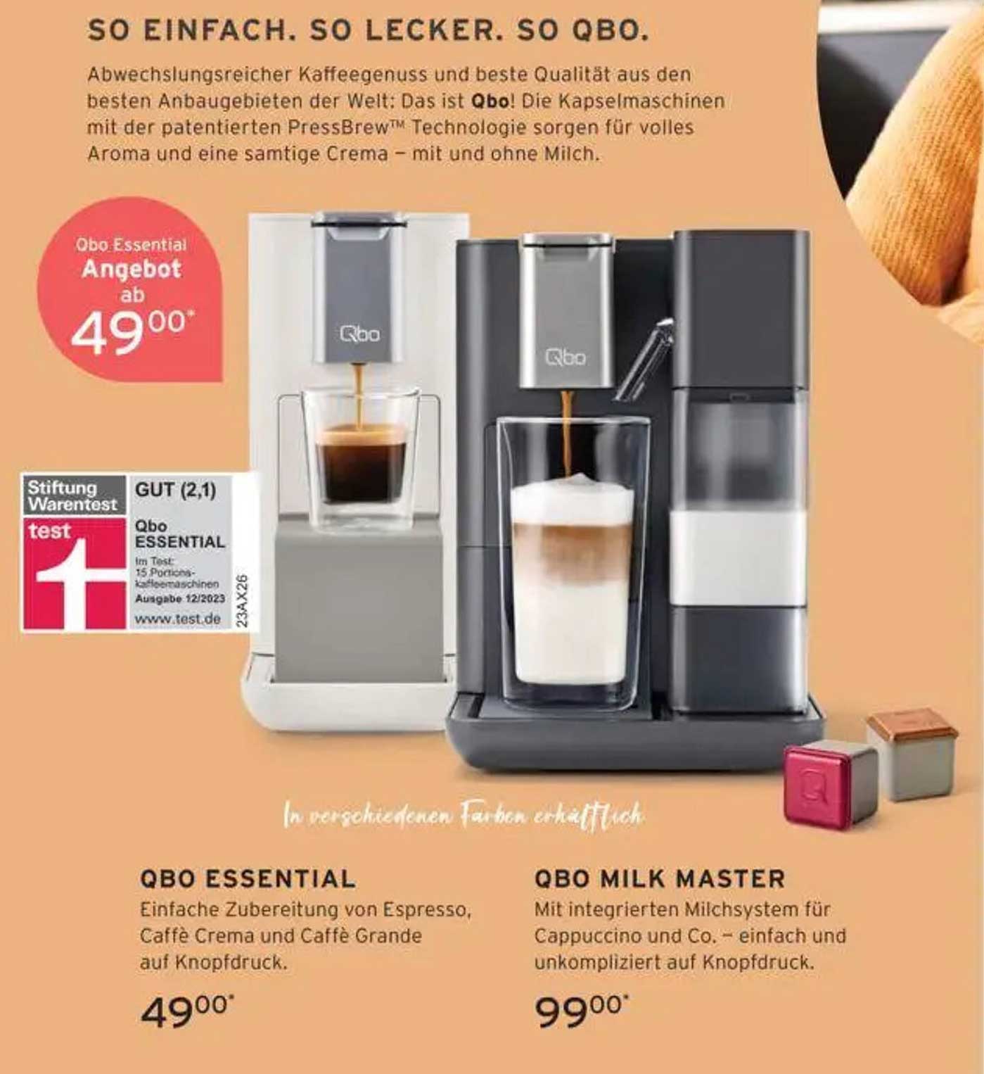 Qbo Essential Kaffeekapselmaschine für perfekten Kaffeegenuss