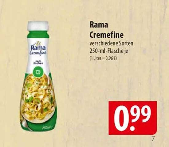 Rama Cremefine verschiedene Sorten 250-ml-Flasche