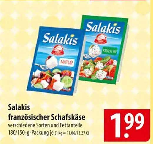 Salakis französischer Schafskäse - verschiedene Sorten und Fetteile