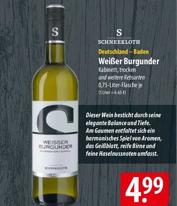 Schneekloht Weißer Burgunder Kabinett, trocken 0,75-Liter-Flasche
