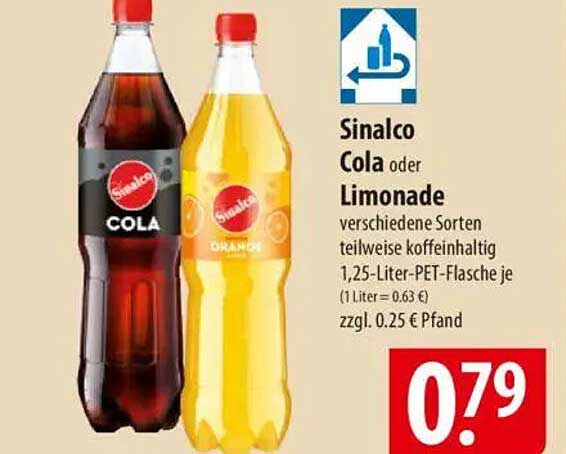 Sinalco Cola oder Limonade 1,25-Liter-PET-Flasche