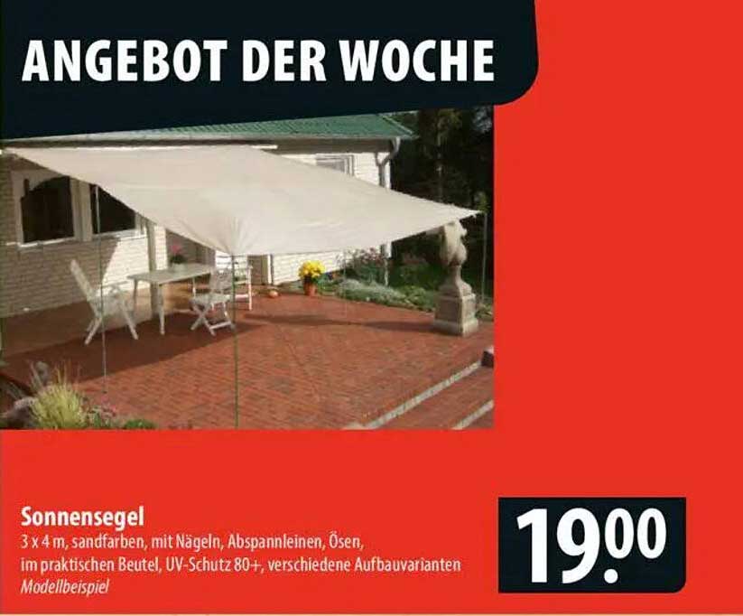 Sonnensegel 3 x 4 m - Ideal für schattige Plätzchen