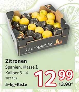 Zitronen 5-kg-Kiste aus Spanien - Klasse I, Kaliber 3-4