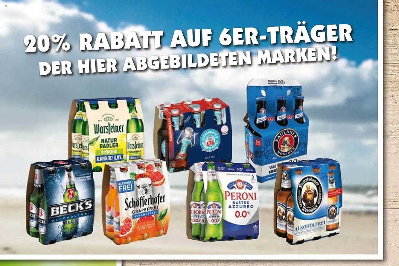 20% RABATT AUF 6ER-TRÄGER DER HIER ABGEBILDETEN MARKEN!