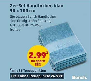 2er-Set Handtücher, blau 50 x 100 cm
