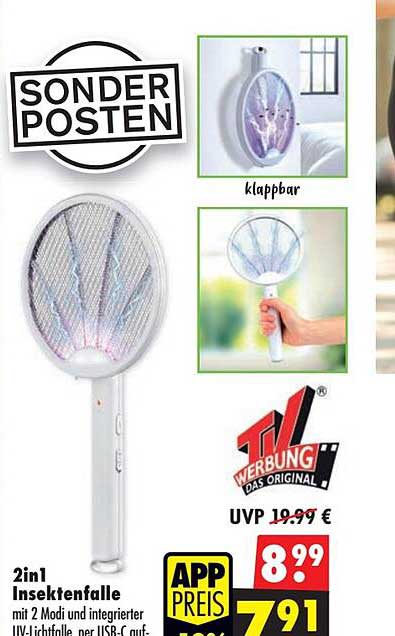 2in1 Insektenfalle mit 2 Modi und integrierter UV-Lichtfalle, mit USB-Lade-…