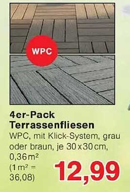 4er-Pack Terrassenfliesen