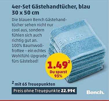 4er-Set Gästehandtücher, blau 30 x 50 cm