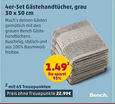 4er-Set Gästehandtücher, grau 30 x 50 cm