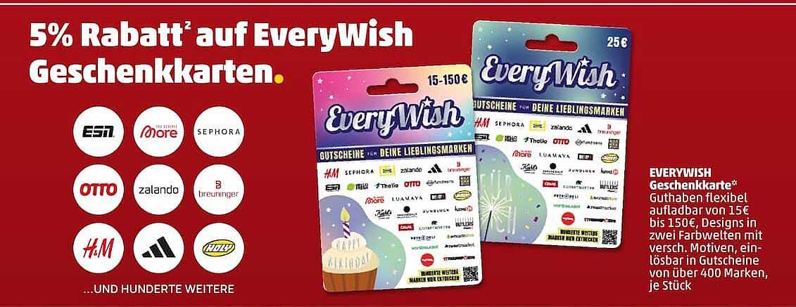5% Rabatt auf EveryWish Geschenkkarten