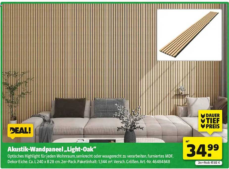Akustik-Wandpaneel „Light-Oak“