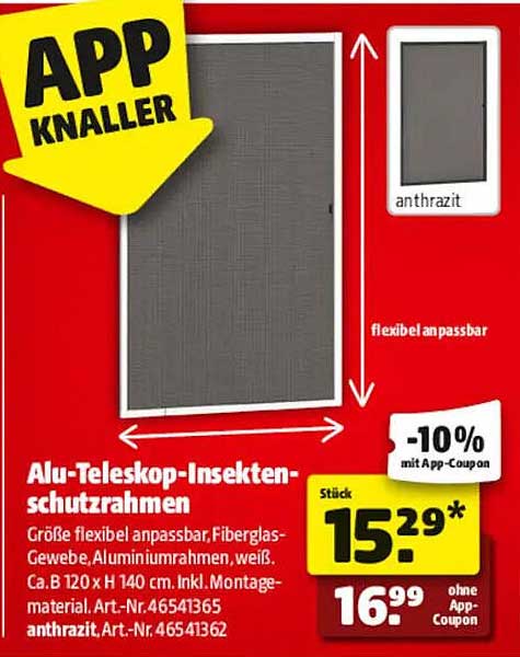 Alu-Teleskop-Insektenschutzrahmen