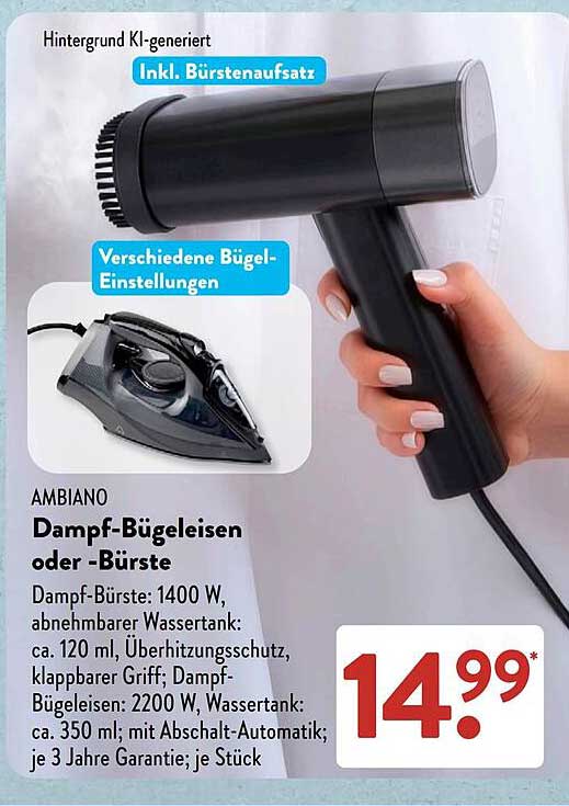 AMBIANO Dampf-Bügeleisen oder -Bürste