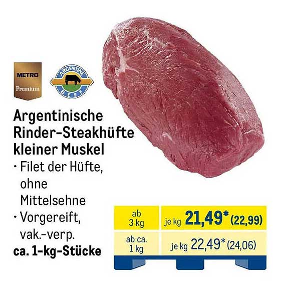 Argentinische Rinder-Steakhüfte kleiner Muskel