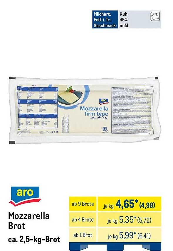 aro Mozzarella Brot ca. 2,5-kg-Brot