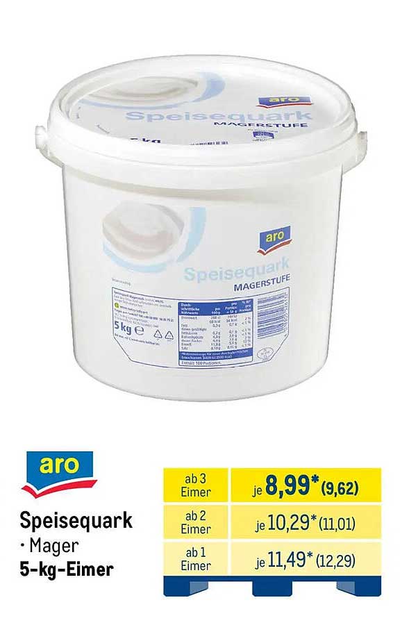 aro Speisequark Mager 5-kg-Eimer
