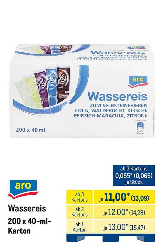 aro Wassereis 200 x 40-ml-Karton
