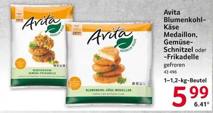 Avita Blumenkohl-Käse Medaillon, Gemüse-Schnitzel oder -Frikadelle gefroren