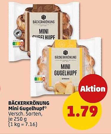 BÄCKERKRÖNUNG Mini Gugelhupf* Versch. Sorten, je 250 g (1 kg = 7.16)