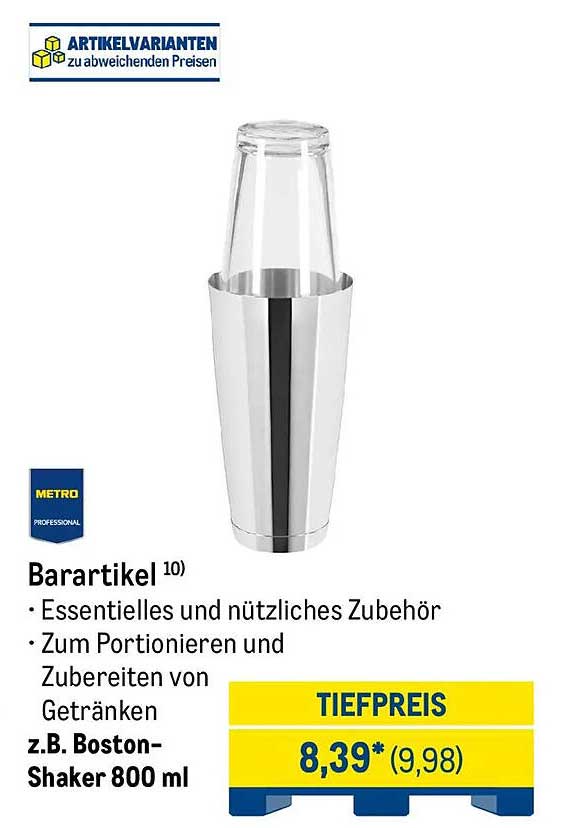 Barartikel z.B. Boston-Shaker 800 ml