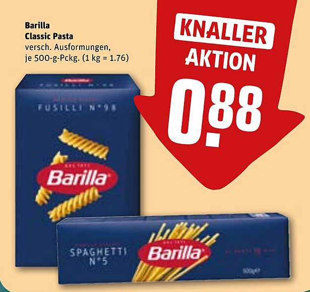 Barilla Classic Pasta versch. Ausformungen, je 500-g-Pckg. (1 kg = 1.76)