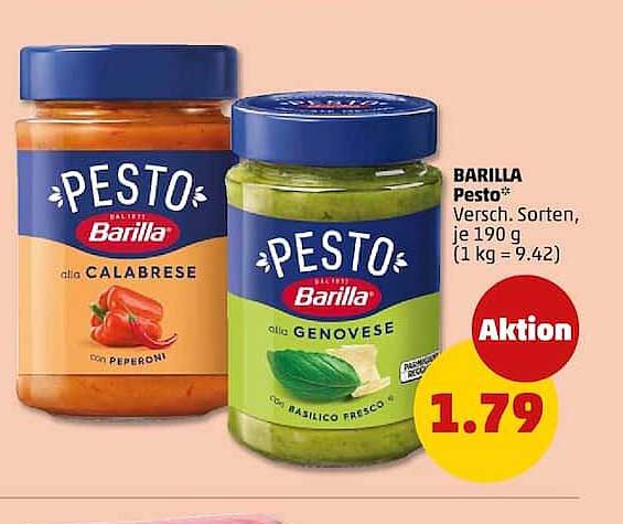 BARILLA Pesto* Versch. Sorten, je 190 g (1 kg = 9.42)