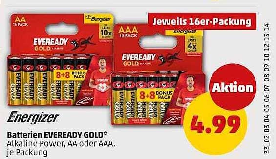 Batterien EVERREADY GOLD* Alkaline Power, AA oder AAA, je Packung