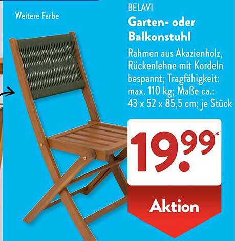 BELAVI Garten- oder Balkonstuhl