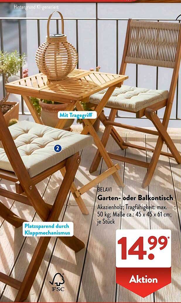 BELAVI Garten- oder Balkontisch