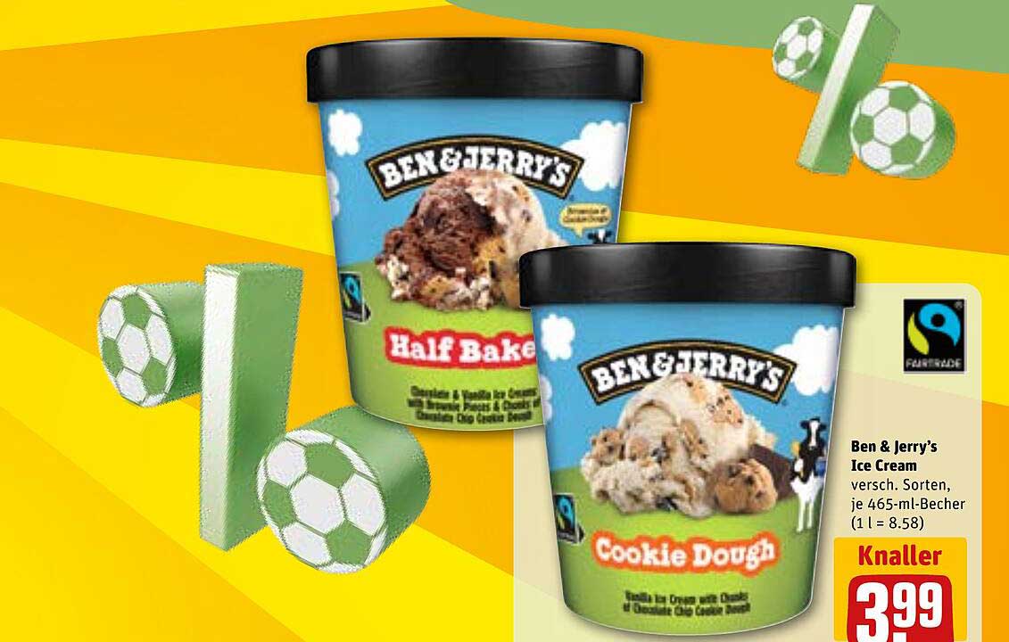 Ben & Jerry’s Ice Cream versch. Sorten, je 465-ml-Becher (1 l = 8.58)