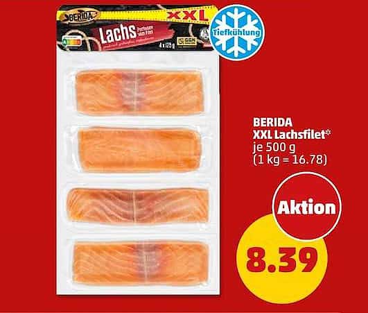 BERIDA XXL Lachsfilet* je 500 g (1 kg = 16.78)