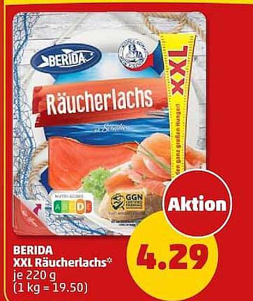 BERIDA XXL Räucherlachs* je 220 g (1 kg = 19,50)