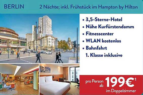 BERLIN 2 Nächte; inkl. Frühstück im Hampton by Hilton