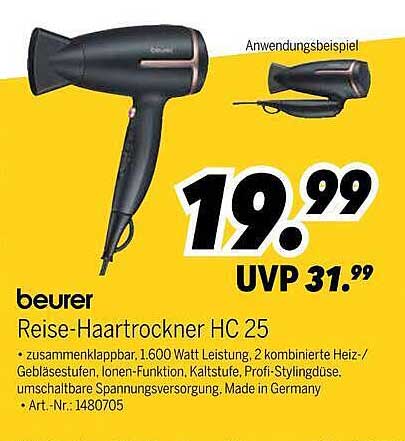 beurer Reise-Haartrockner HC 25