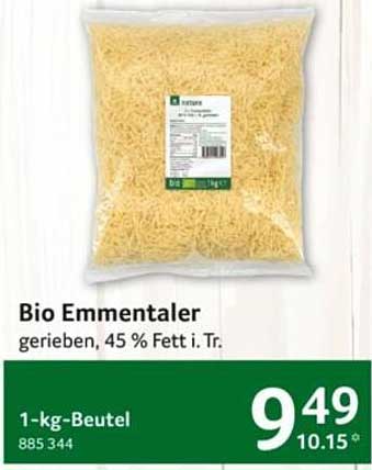 Bio Emmentaler gerieben, 45 % Fett i. Tr.