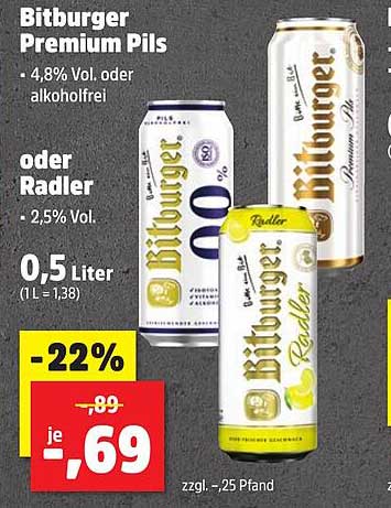 Bitburger Premium Pils oder Radler