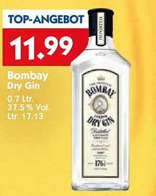 Bombay Dry Gin 0.7 Ltr. 37.5% Vol. Ltr. 17.13