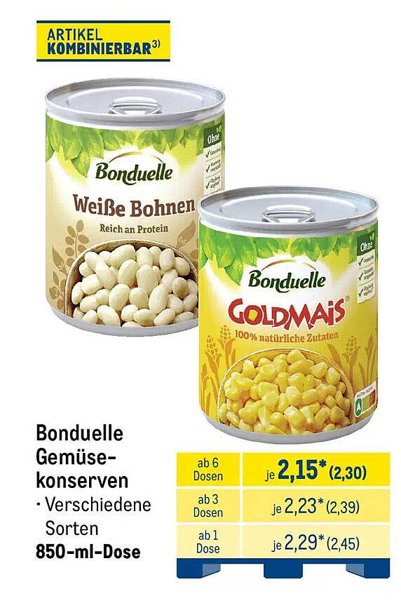 Bonduelle Gemüsekonserven • Verschiedene Sorten 850-ml-Dose