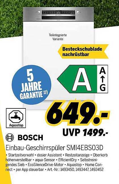 Bosch Einbau-Geschirrspüler SMI4EBS03D