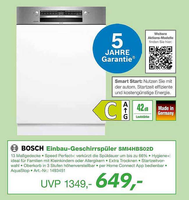 BOSCH Einbau-Geschirrspüler SMI4HBS02D