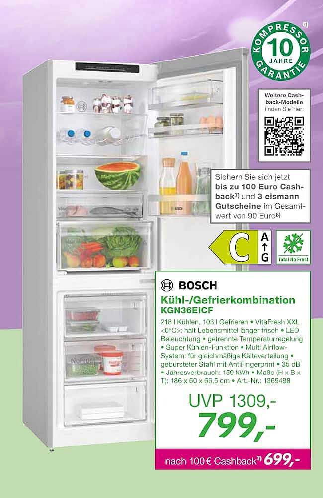 BOSCH Kühl-/Gefrierkombination KGN36EICF