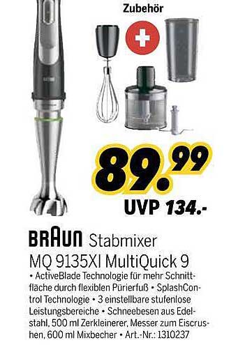 BRAUN Stabmixer MQ 9135XI MultiQuick 9
