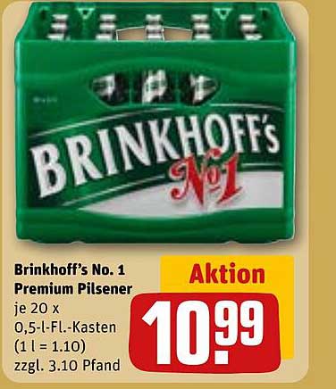 Brinkhoff’s No. 1 Premium Pilsener je 20 x 0,5-l-Fl.-Kasten (1 l = 1.10) zzgl. 3.10 Pfand