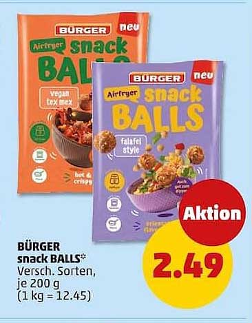 BÜRGER snack BALLS* Versch. Sorten, je 200 g (1 kg = 12.45)