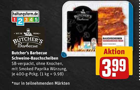 Butcher's Barbecue Schweine-Bauchscheiben