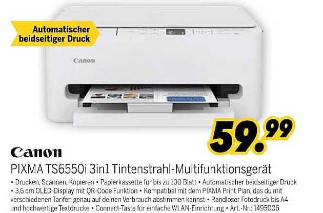 Canon PIXMA TS6550i 3in1 Tintenstrahl-Multifunktionsgerät