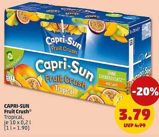 CAPRI-SUN Fruit Crush* Tropical, je 10 x 0,2 l (1 l = 1.90)