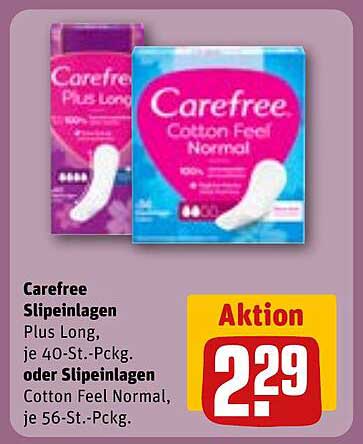 Carefree Slipeinlagen Plus Long, je 40-St.-Pckg. oder Slipeinlagen Cotton Feel Normal, je 56-St.-Pckg.